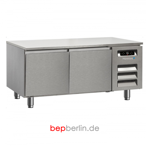 1.200 x 600 x 590 mm, Unterbaukühltisch 2 Schubladen, -2 / +8 °C, Abnehmbare Arbeitsplatte